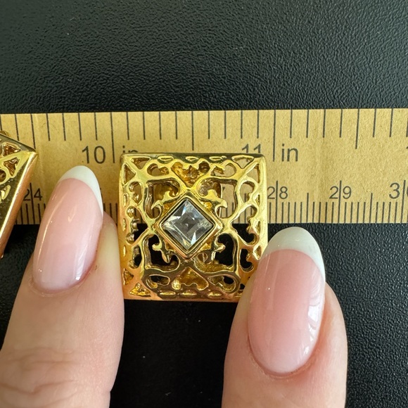 Authentic 18K gold plated Yves Saint Laurent vintage clip on earrings - Picture 2 of 13